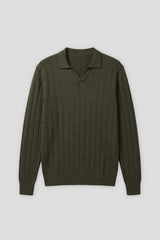 Polo manica lunga a coste|Colore:Verde
