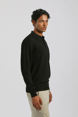 Polo manica lunga con bottoni|Colore:Nero