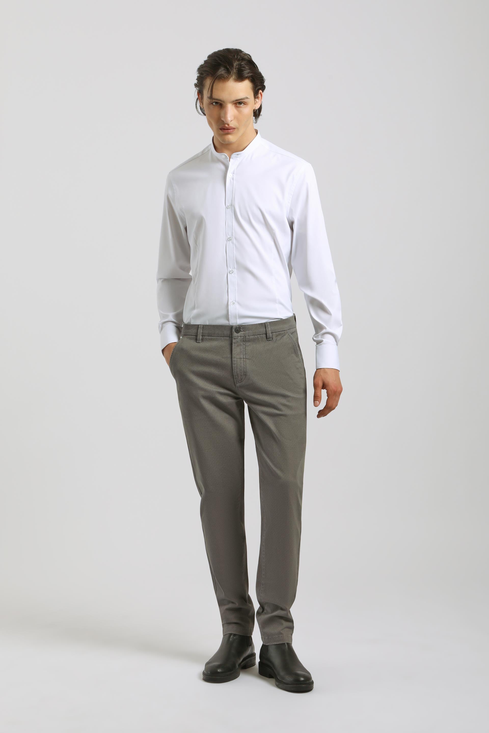 Pantaloni chino microfantasia|Colore:Sabbia