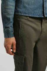 Pantaloni cargo con elastico alle caviglie|Colore:Verde scuro