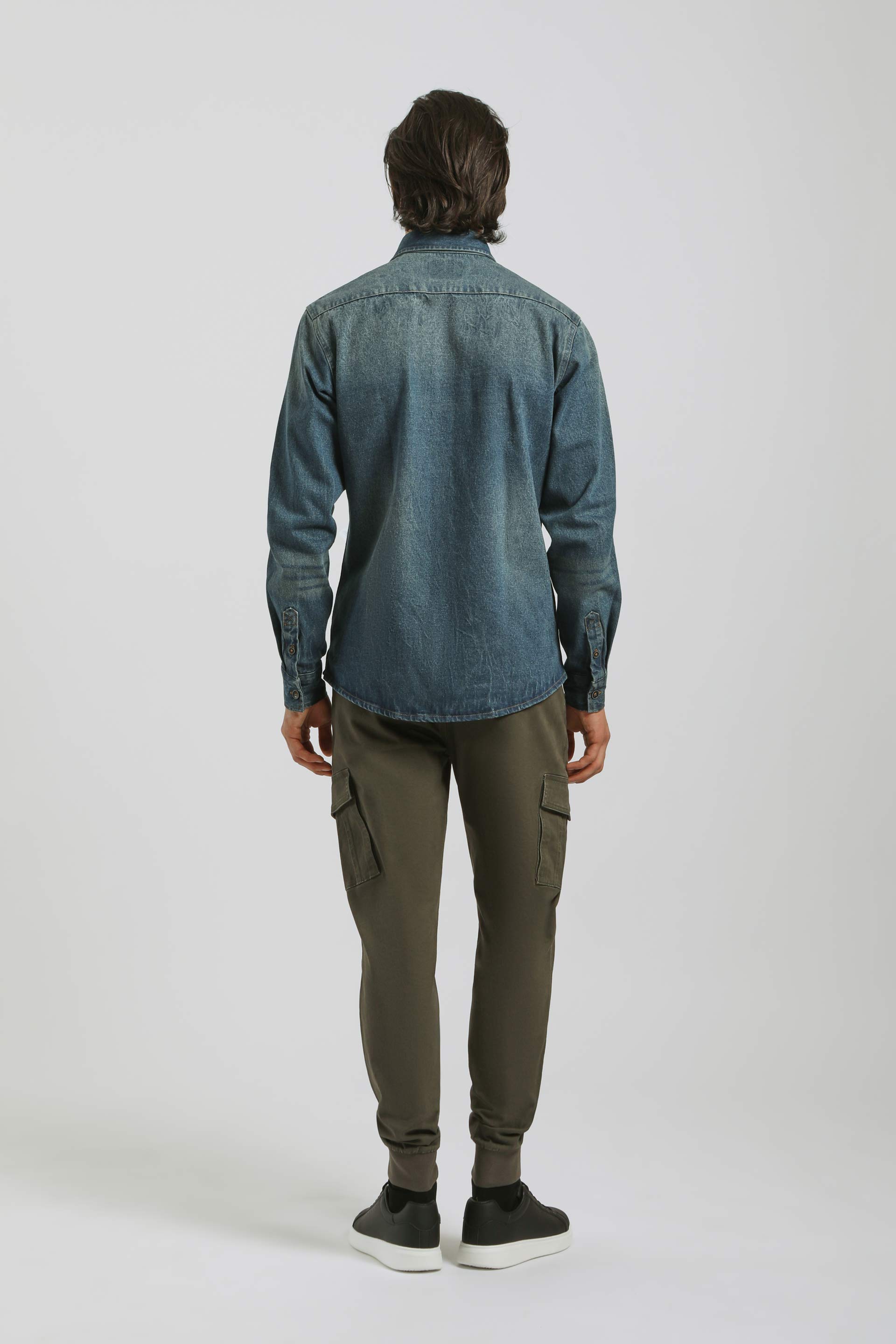 Pantaloni cargo con elastico alle caviglie|Colore:Verde scuro