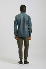 Pantaloni cargo con elastico alle caviglie|Colore:Verde scuro