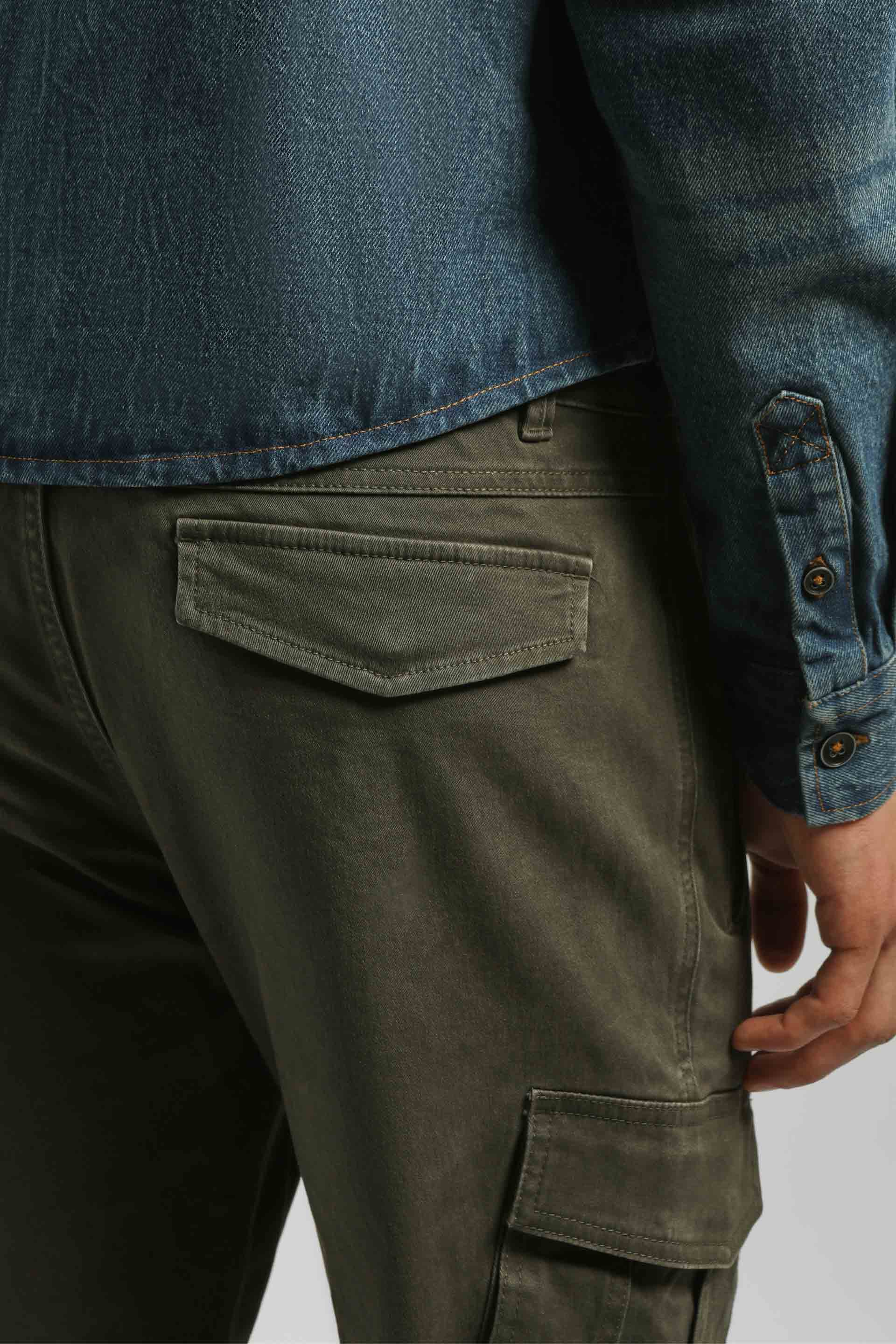 Pantaloni cargo con elastico alle caviglie|Colore:Verde scuro