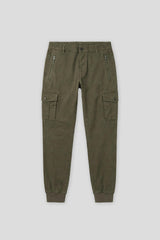 Pantaloni cargo con elastico alle caviglie|Colore:Verde scuro