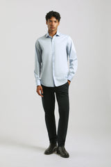 Camicia tinta unita in cotone|Colore:Cielo