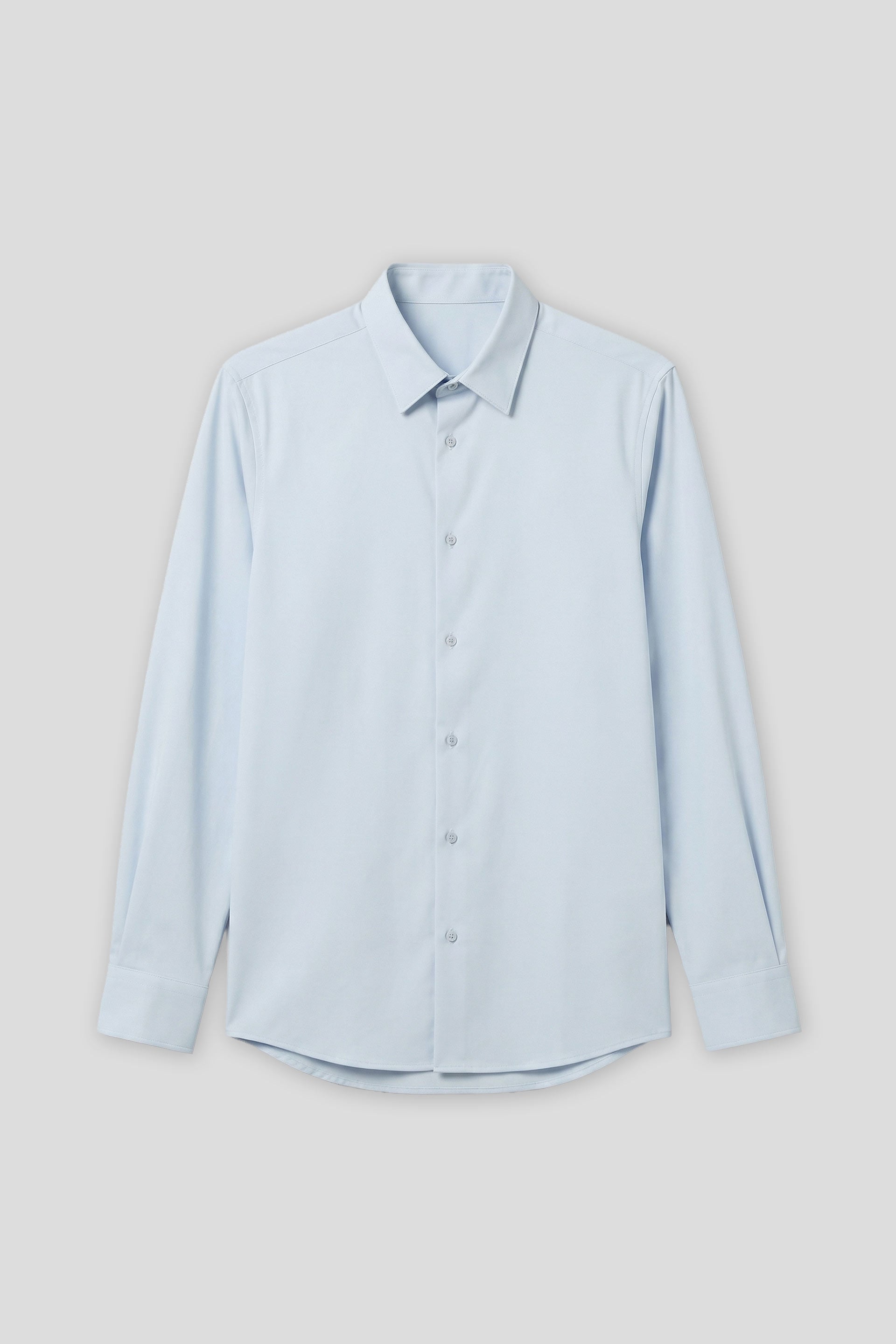 Camicia tinta unita in tessuto elastico|Colore:Cielo