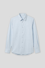 Camicia tinta unita in tessuto elastico|Colore:Cielo