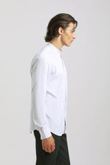 Camicia collo coreano in tessuto elastico|Colore:Bianco