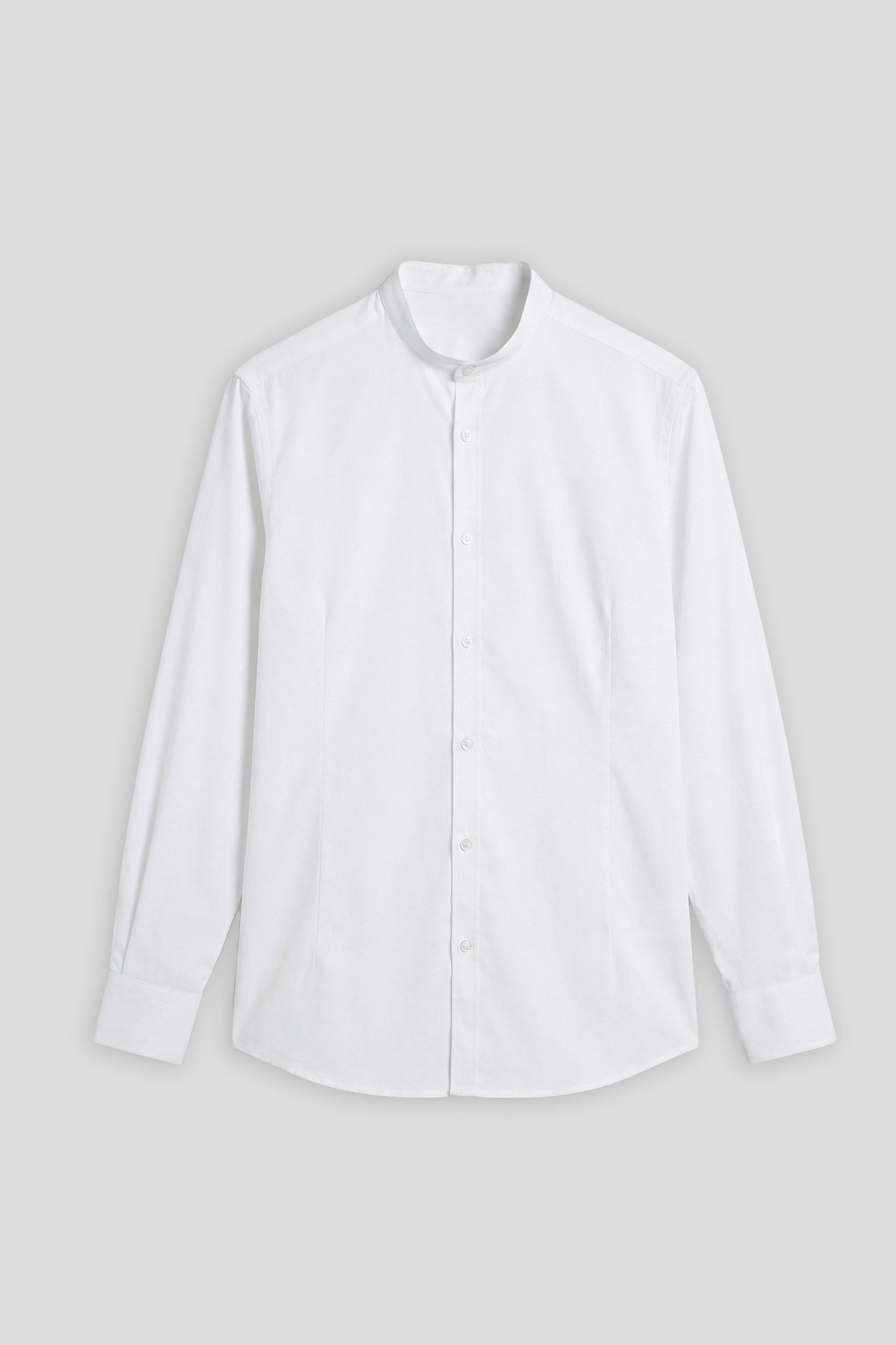 Camicia collo coreano in tessuto elastico|Colore:Bianco