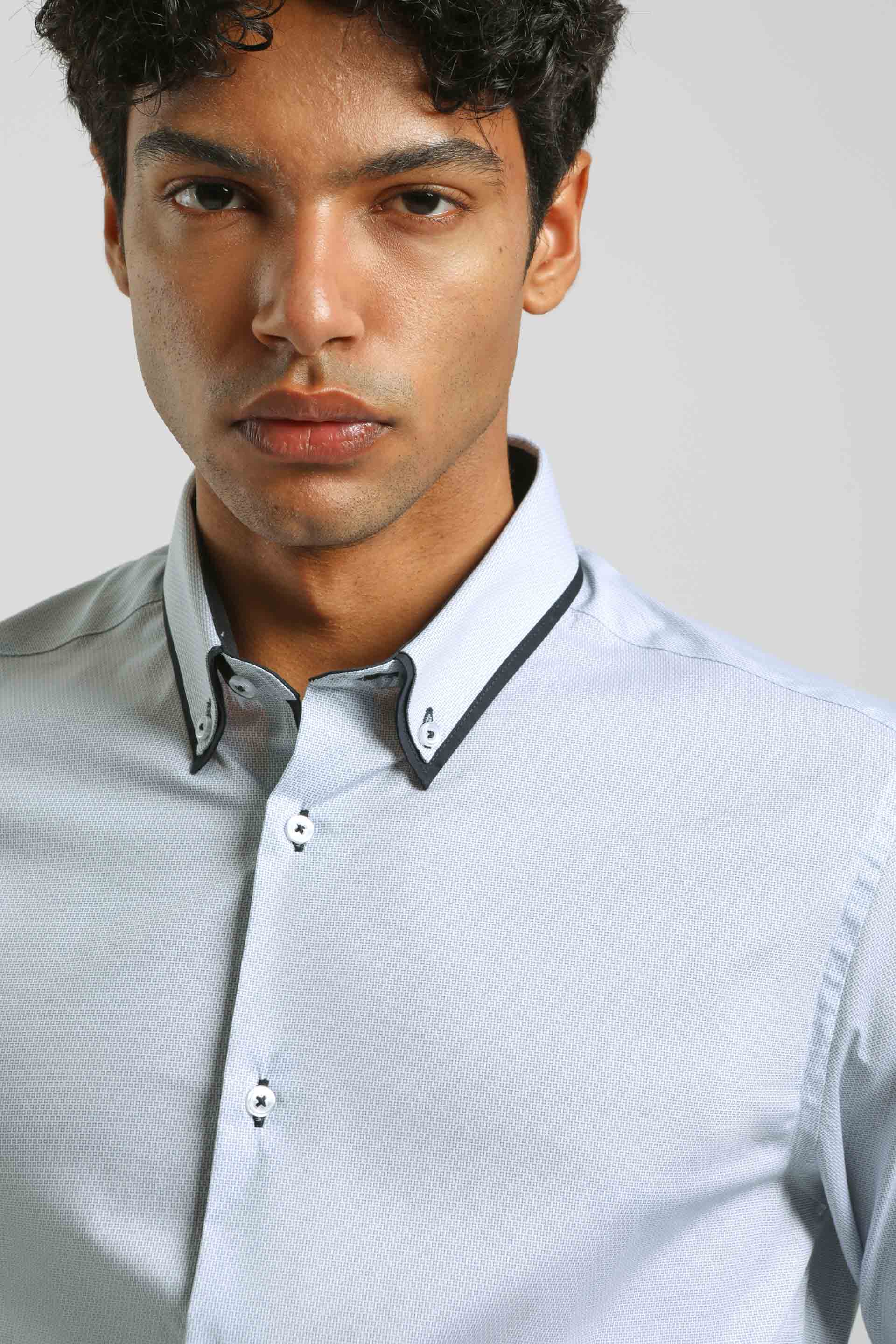 Camicia microfantasia in cotone|Colore:Blue