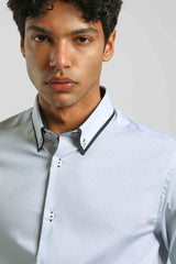 Camicia microfantasia in cotone|Colore:Blue
