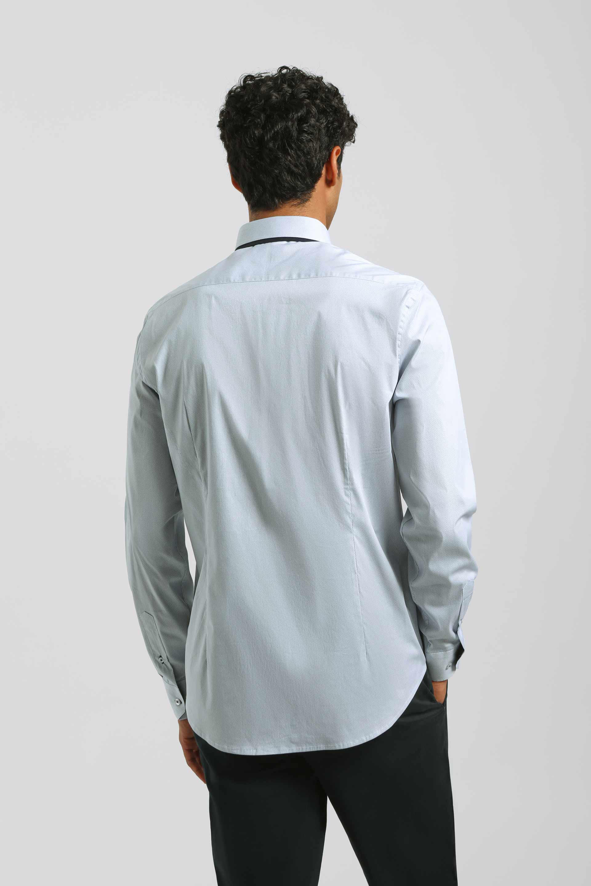 Camicia microfantasia in cotone|Colore:Blue