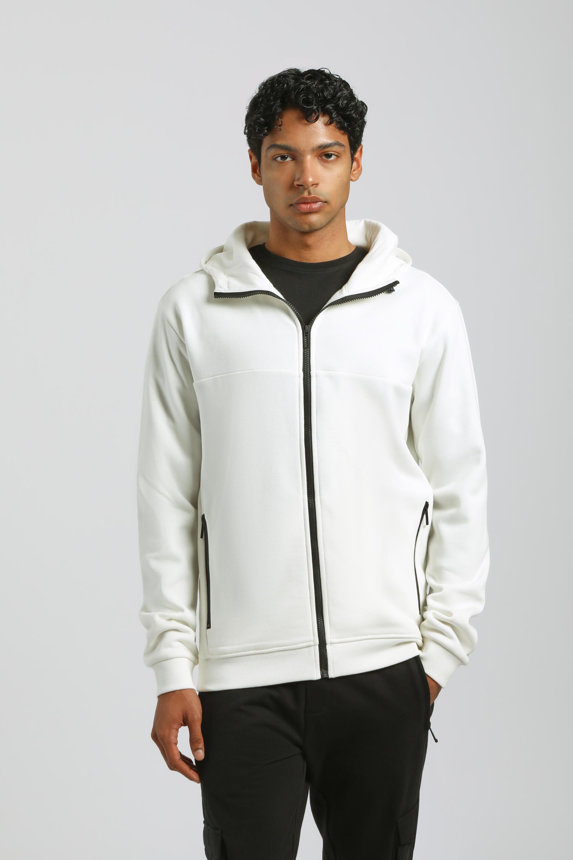 Felpa zip con cappuccio|Colore:Off white