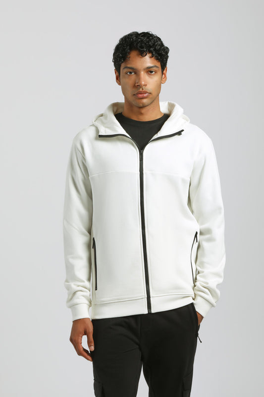 Felpa zip con cappuccio|Colore:Off white