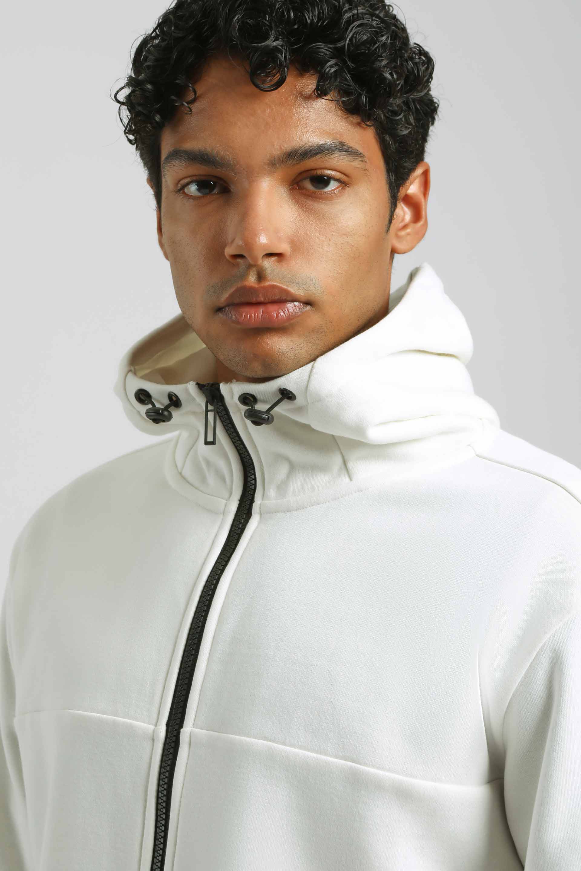 Felpa zip con cappuccio|Colore:Off white