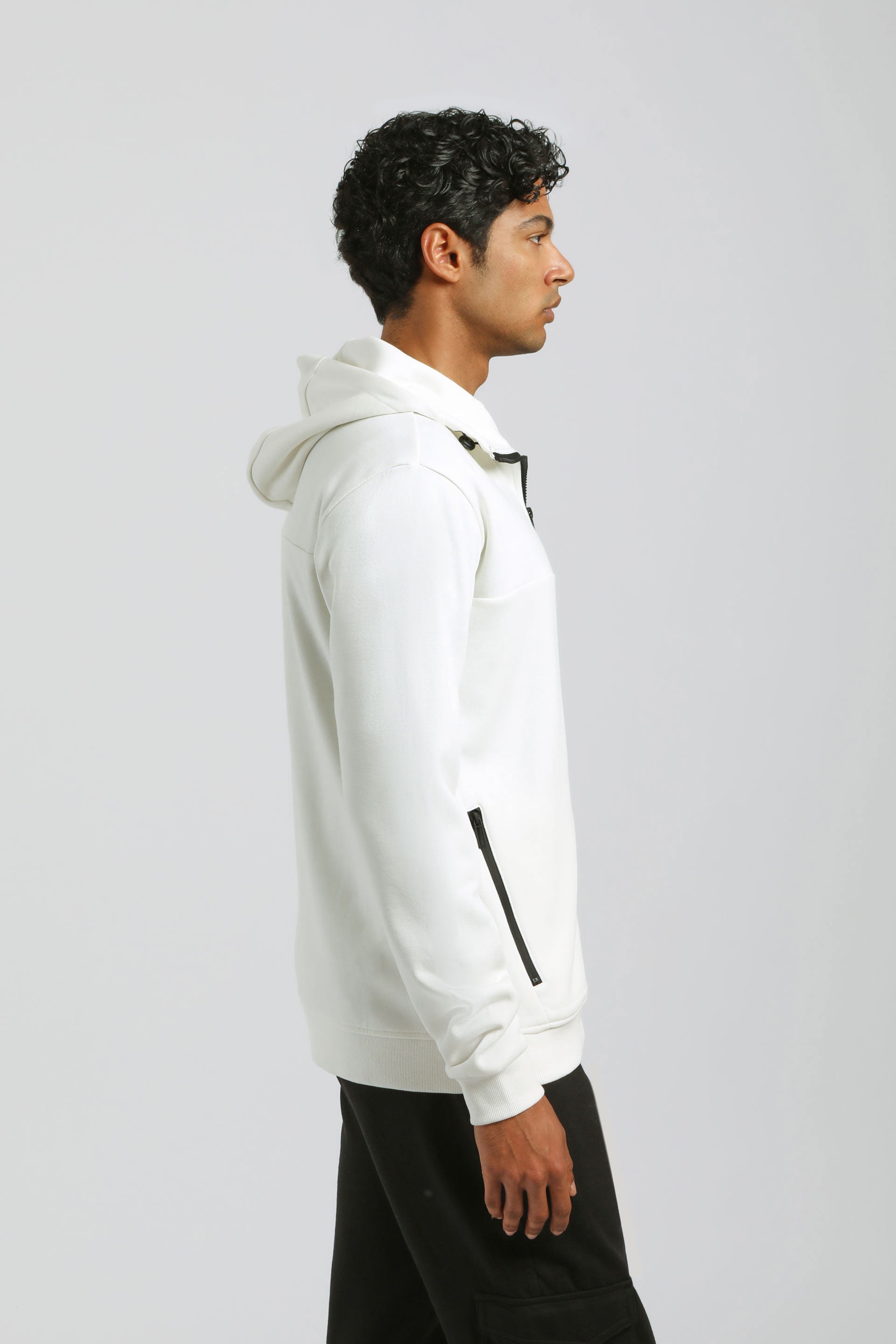 Felpa zip con cappuccio|Colore:Off white
