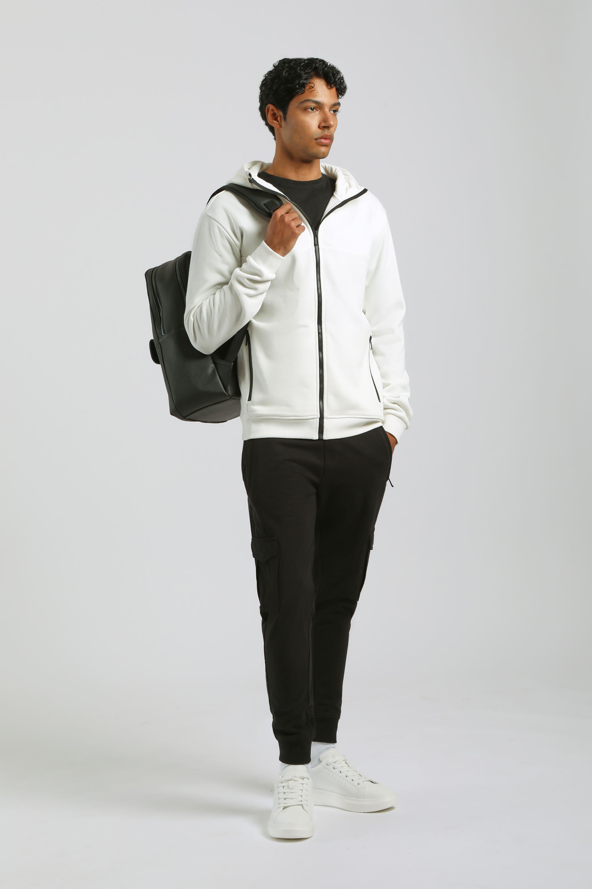 Felpa zip con cappuccio|Colore:Off white