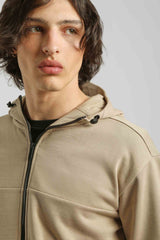 Felpa zip con cappuccio|Colore:Sabbia