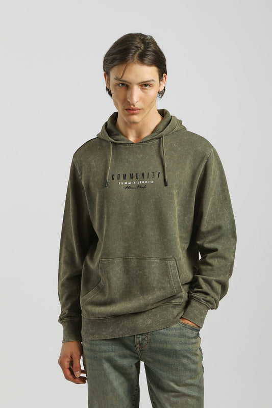 Felpa con cappuccio effetto marmorizzato|Colore:Verde