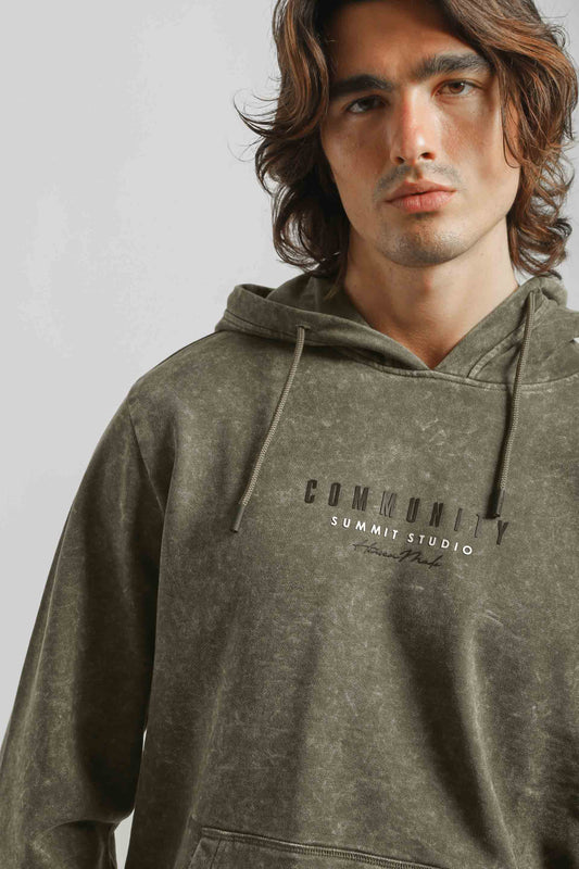 Felpa con cappuccio effetto marmorizzato|Colore:Verde