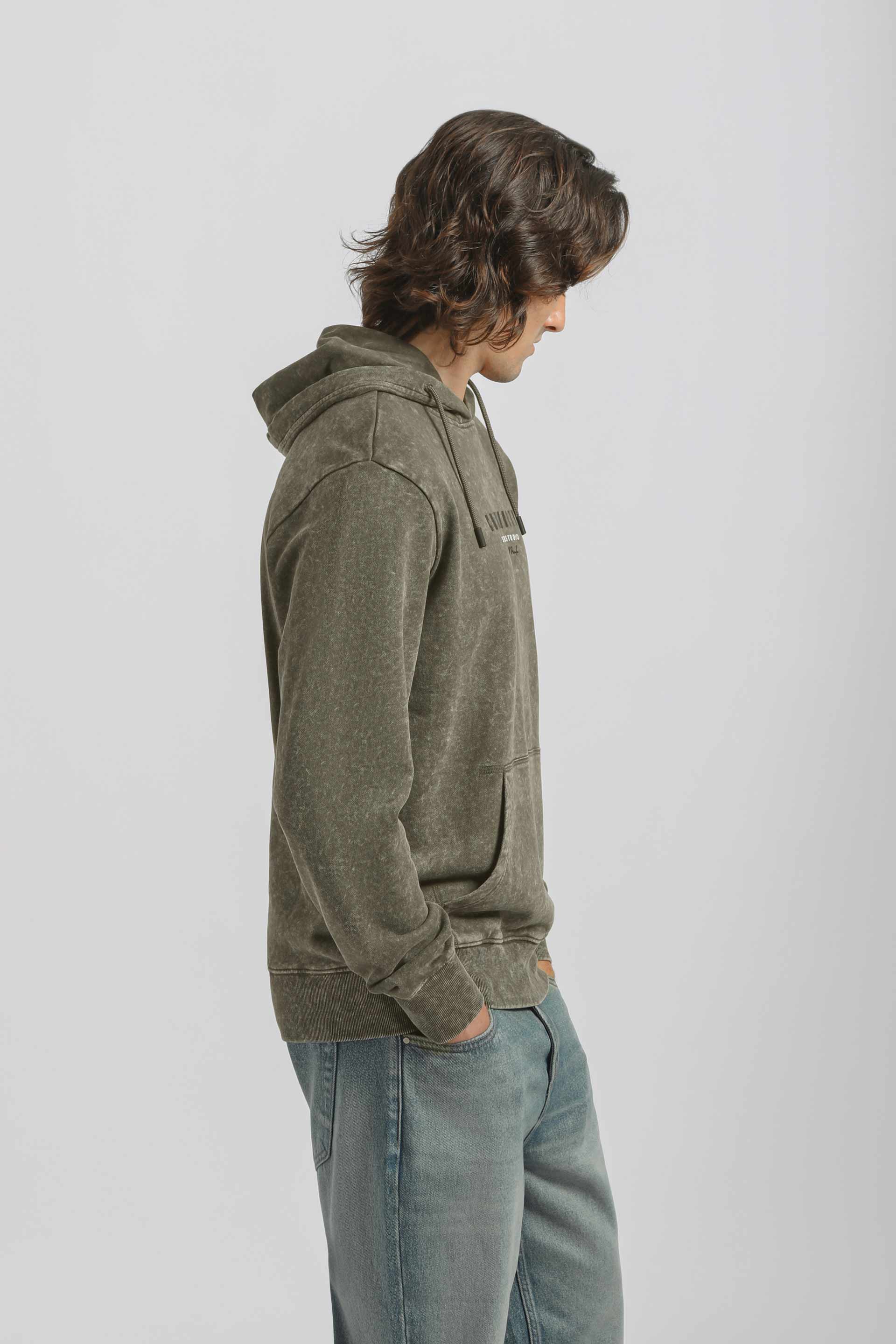 Felpa con cappuccio effetto marmorizzato|Colore:Verde