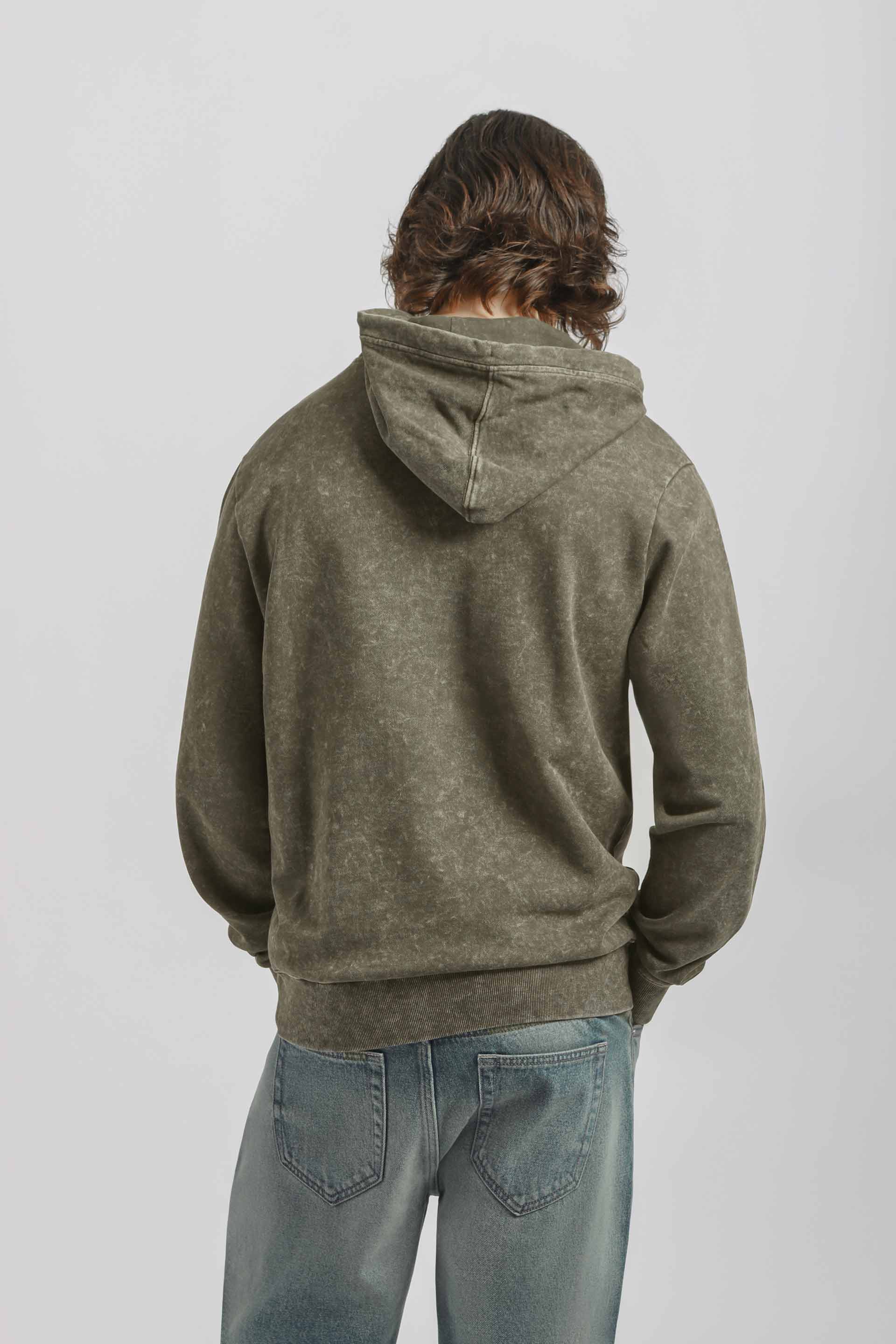 Felpa con cappuccio effetto marmorizzato|Colore:Verde