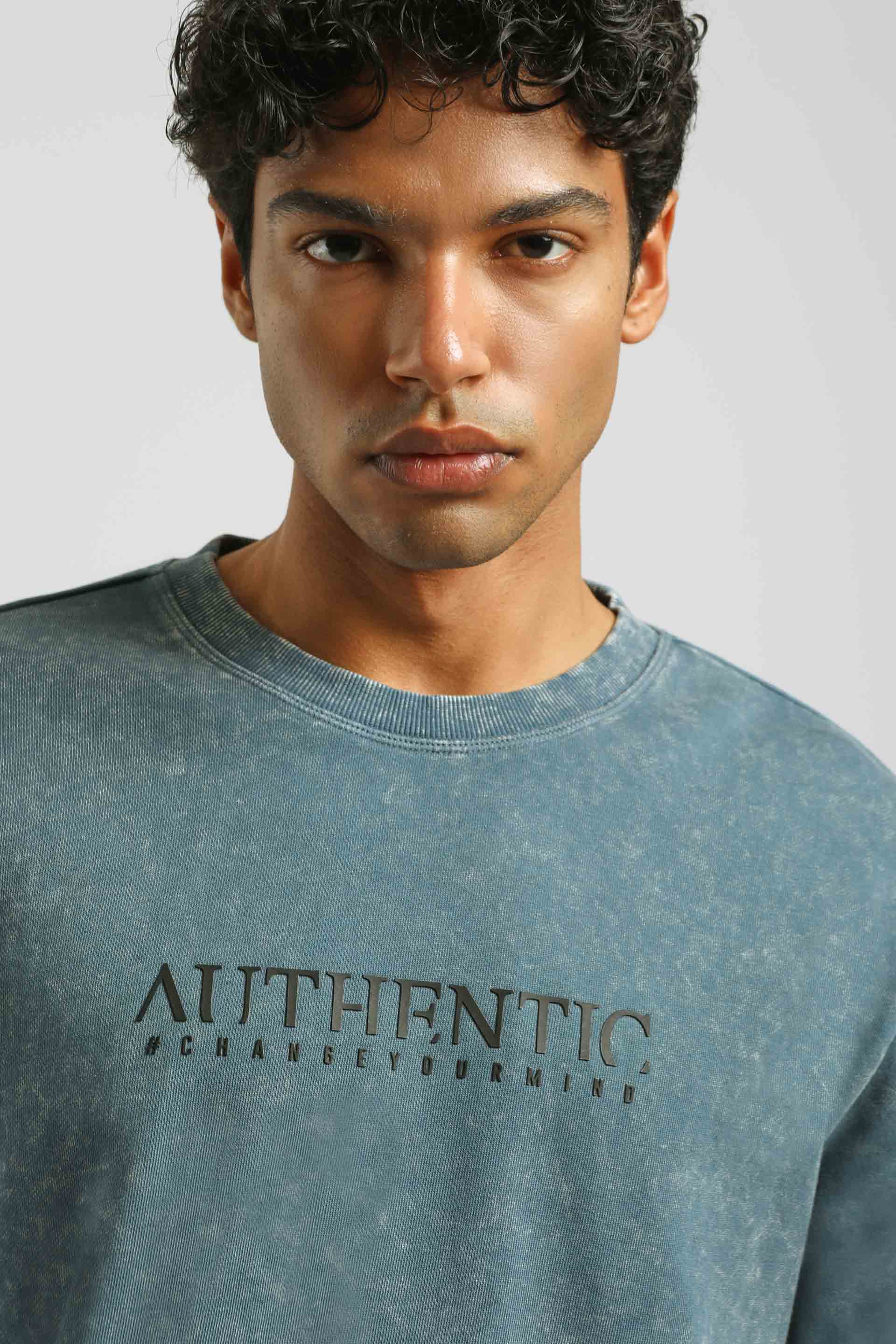 Felpa girocollo 100% cotone|Colore:Ciano
