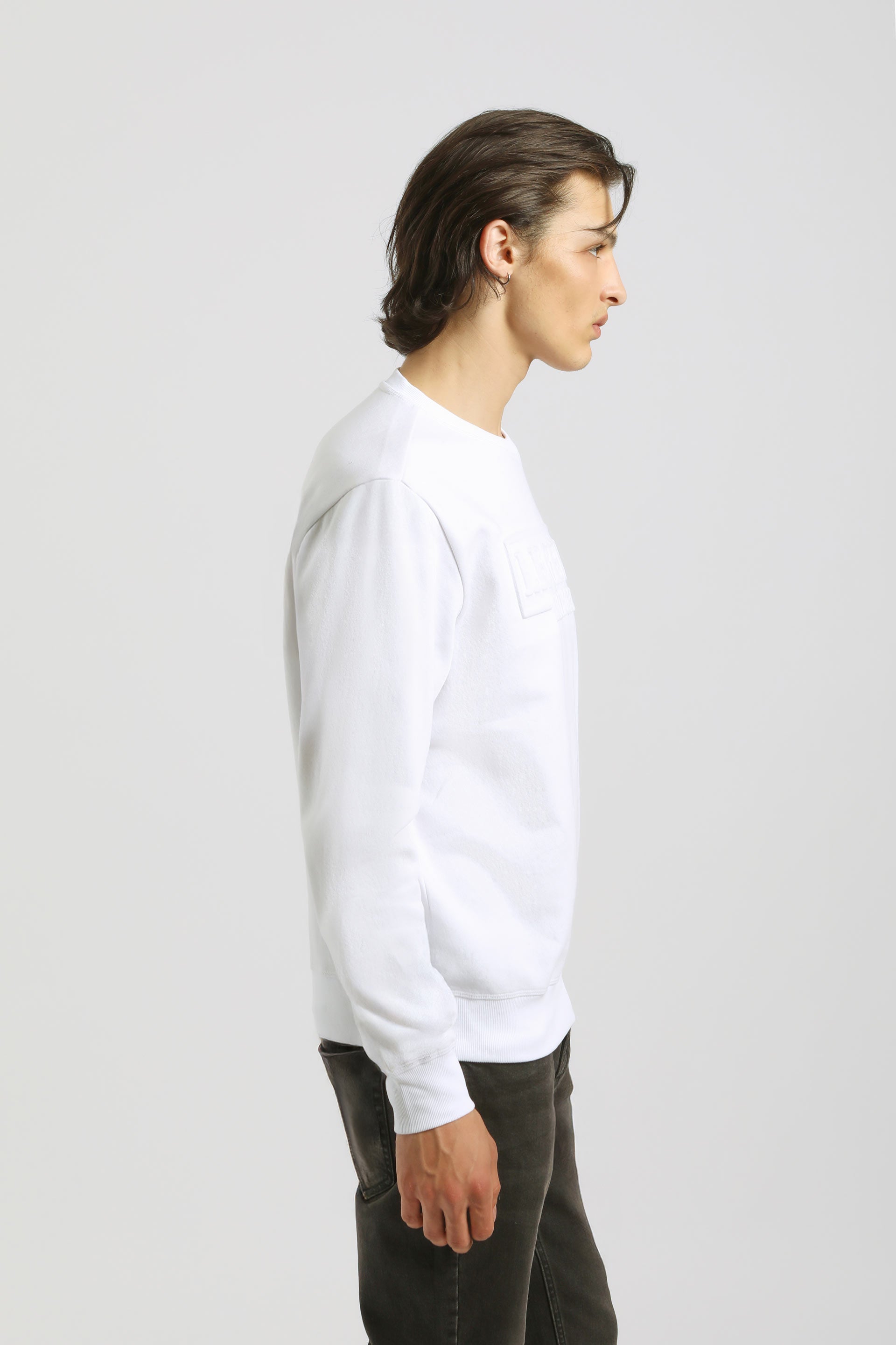 Felpa girocollo con stampa|Colore:Bianco