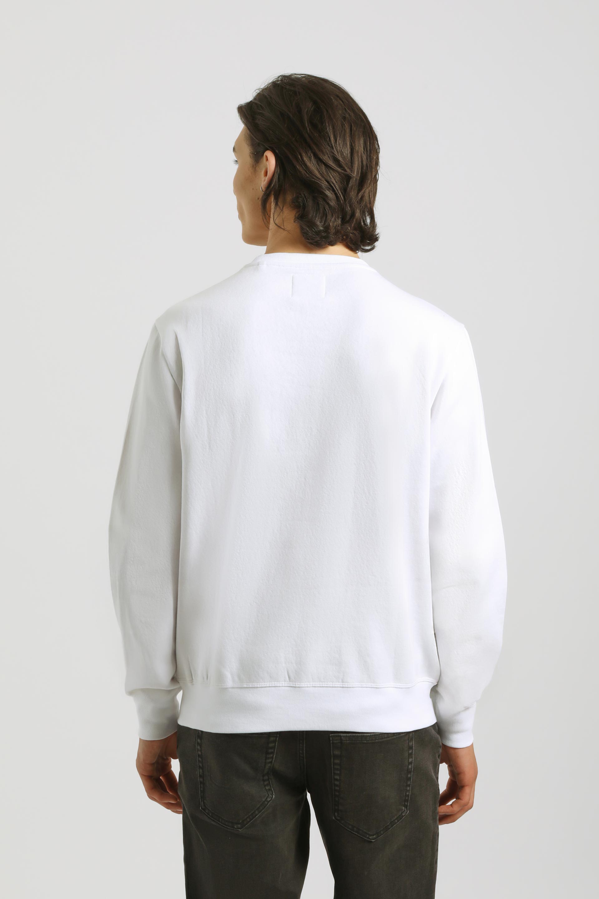 Felpa girocollo con stampa|Colore:Bianco