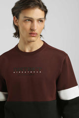 Felpa girocollo colorblock|Colore:Vinaccio