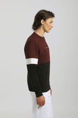 Felpa girocollo colorblock|Colore:Vinaccio