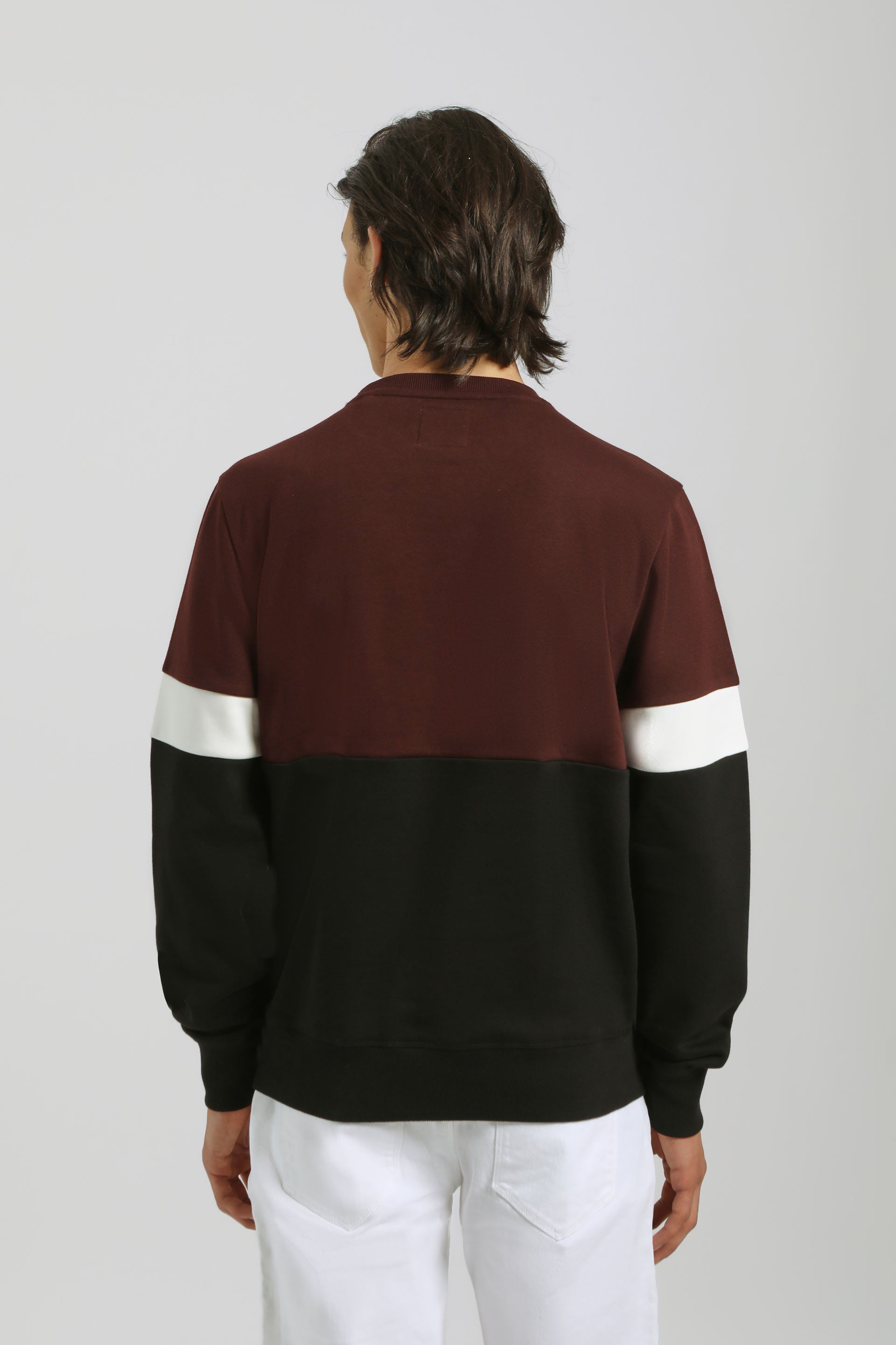 Felpa girocollo colorblock|Colore:Vinaccio