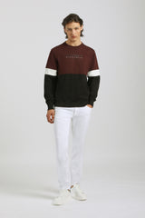 Felpa girocollo colorblock|Colore:Vinaccio