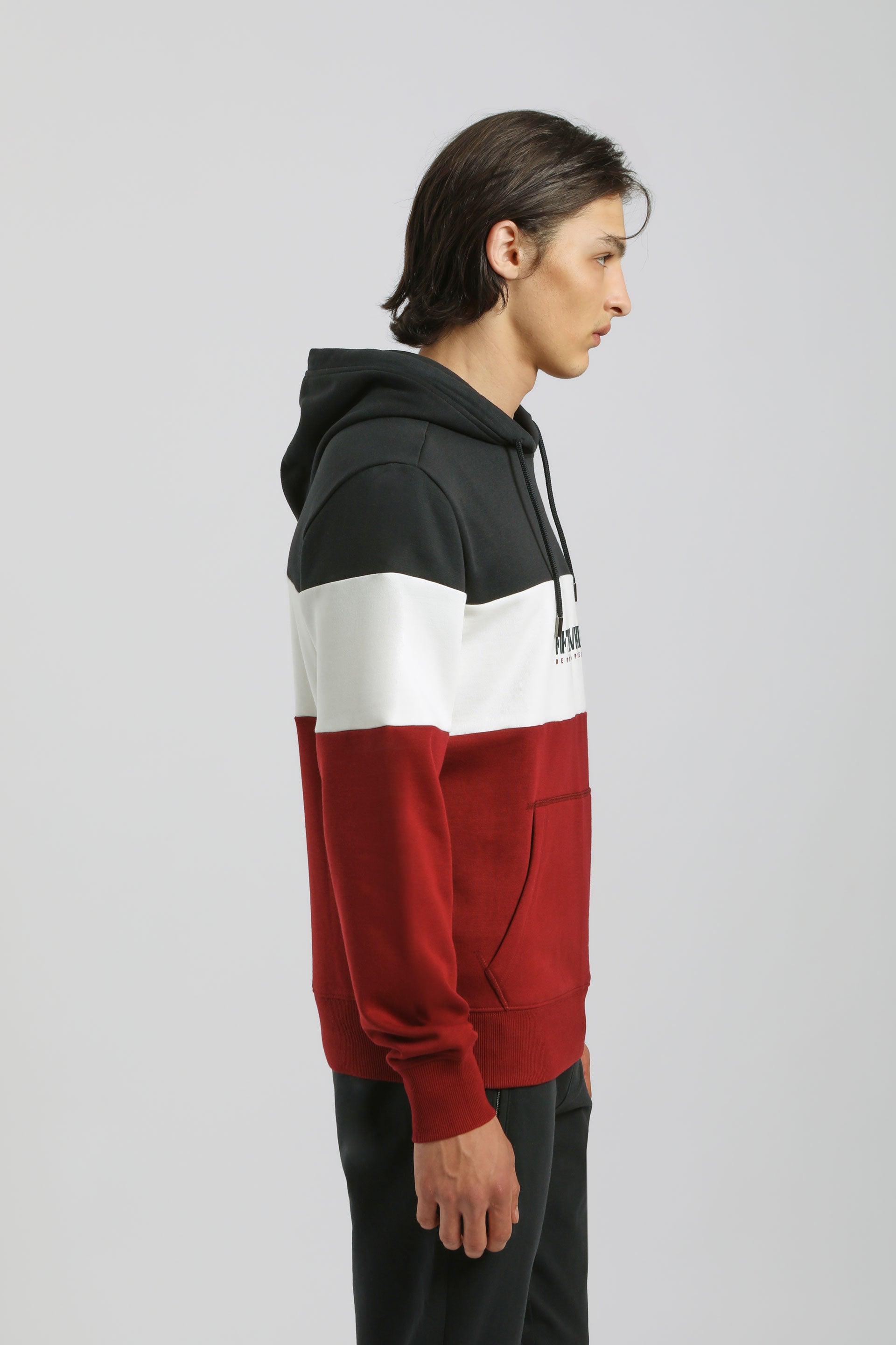 Felpa con cappuccio colorblock|Colore:Amaranto
