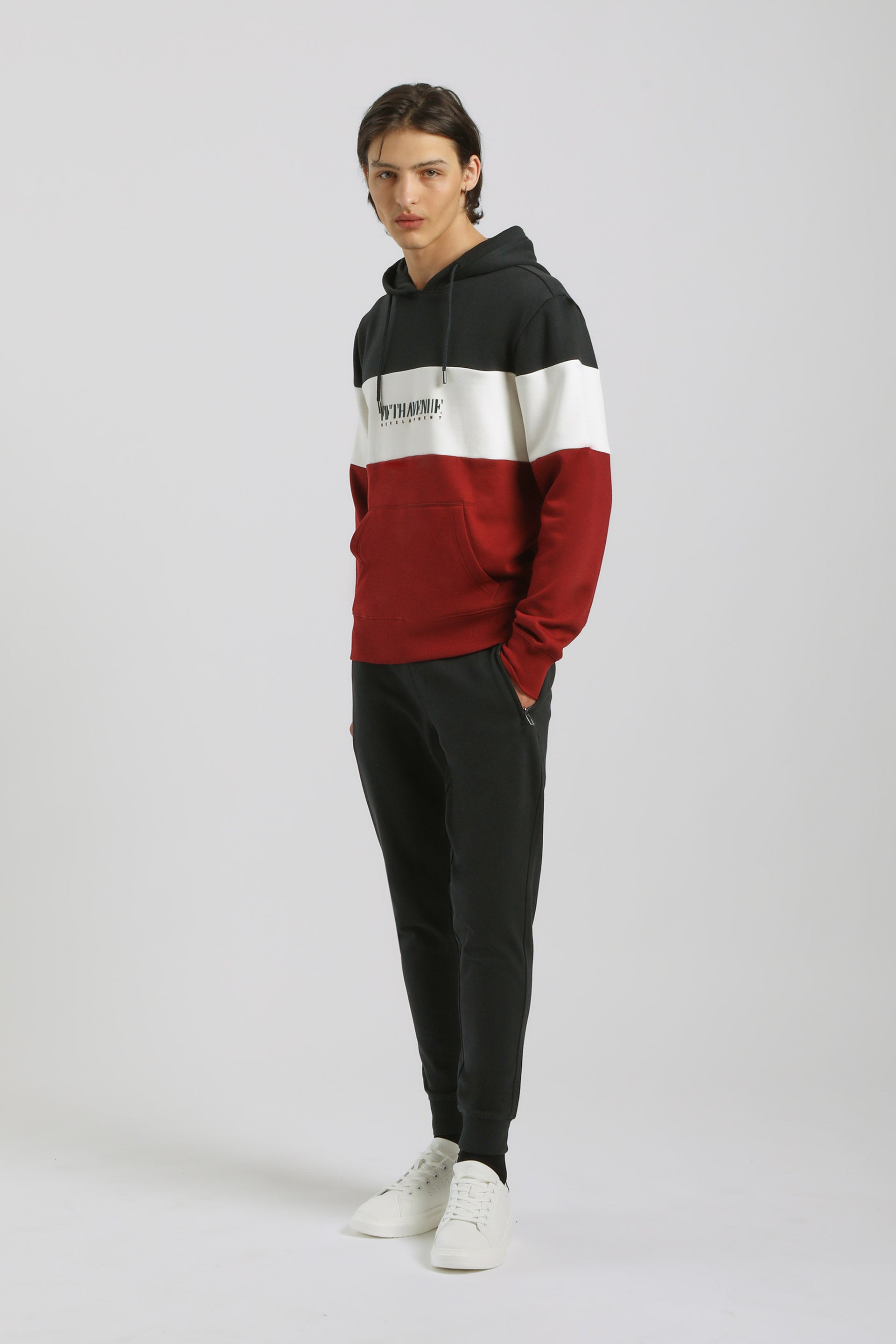 Felpa con cappuccio colorblock|Colore:Amaranto