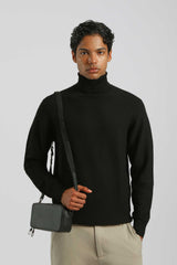 Maglia collo alto in viscosa|Colore:Nero
