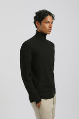 Maglia collo alto in viscosa|Colore:Nero