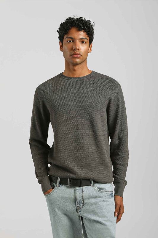 Maglia girocollo strutturata|Colore:Fango