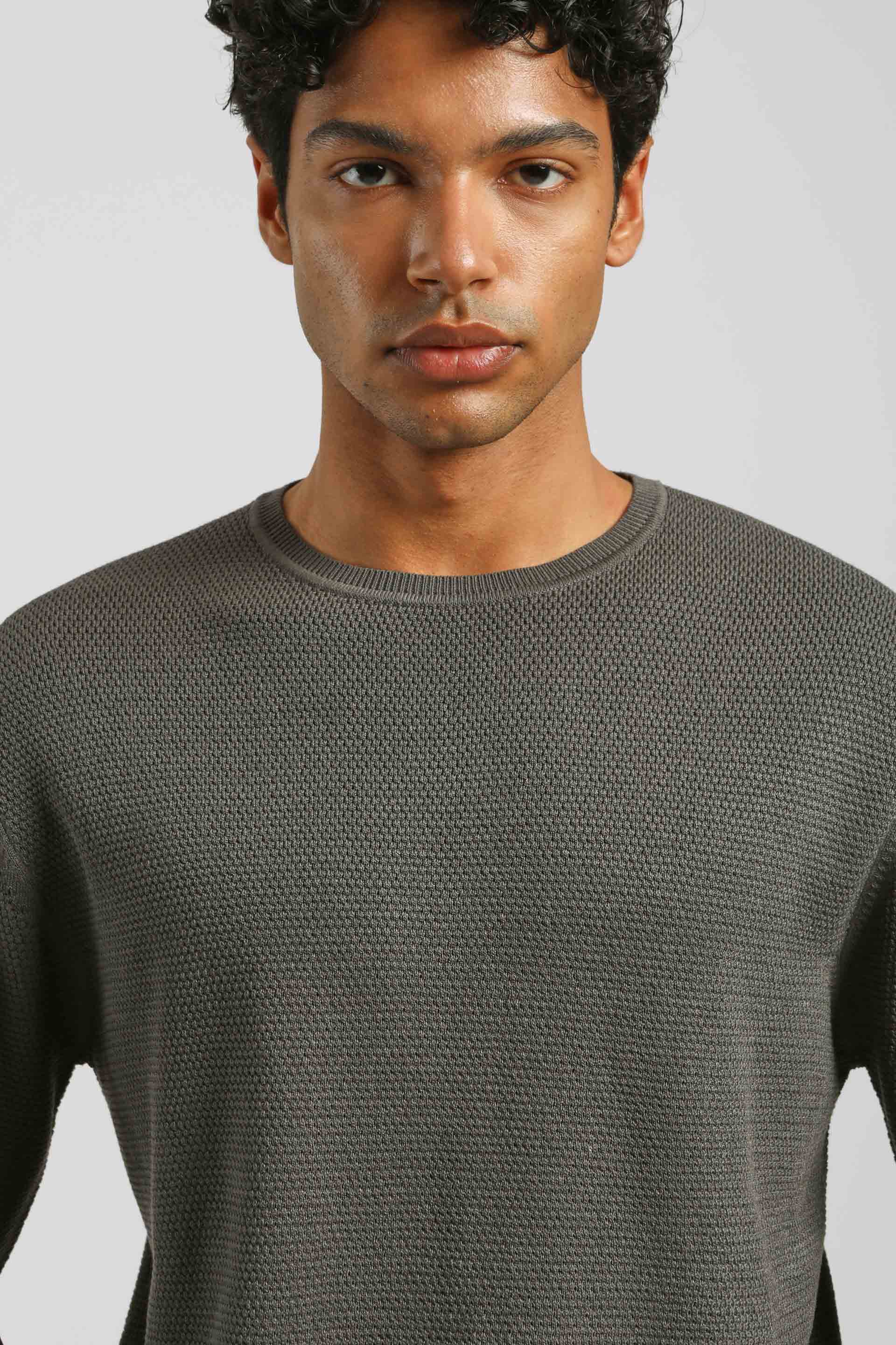Maglia girocollo strutturata|Colore:Fango