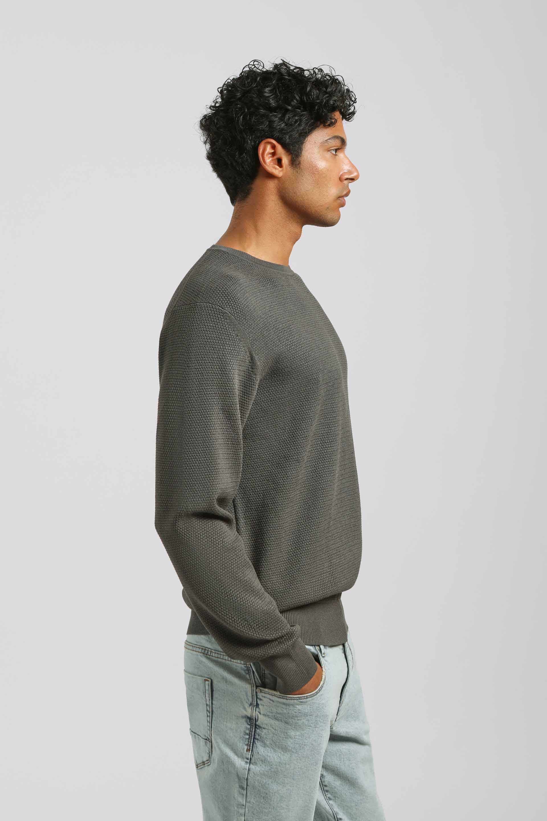 Maglia girocollo strutturata|Colore:Fango