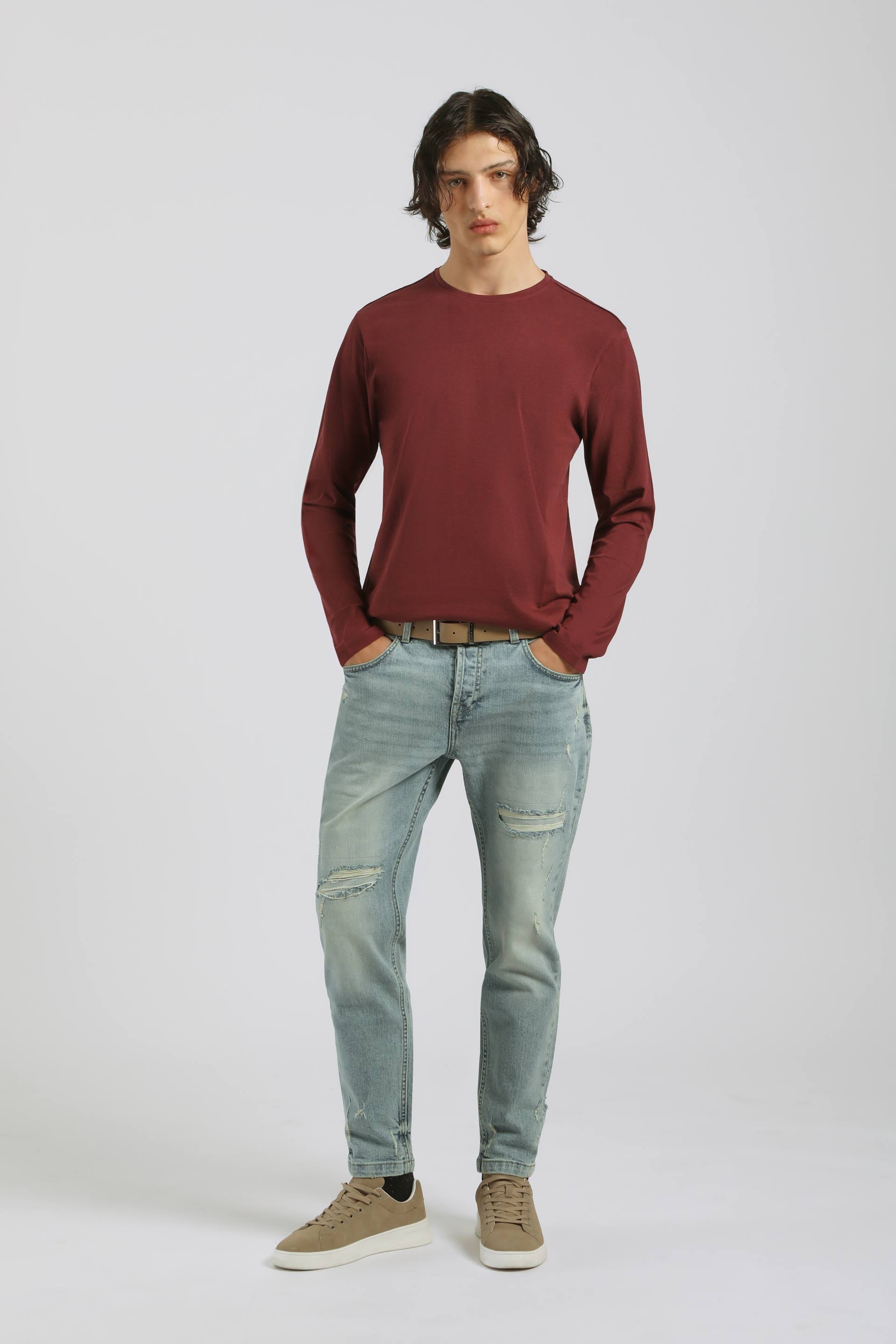 T-shirt manica lunga 100% cotone|Colore:Rubino