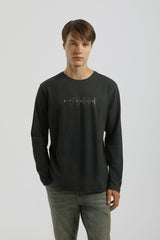 T-shirt manica lunga con stampa|Colore:Blu scuro