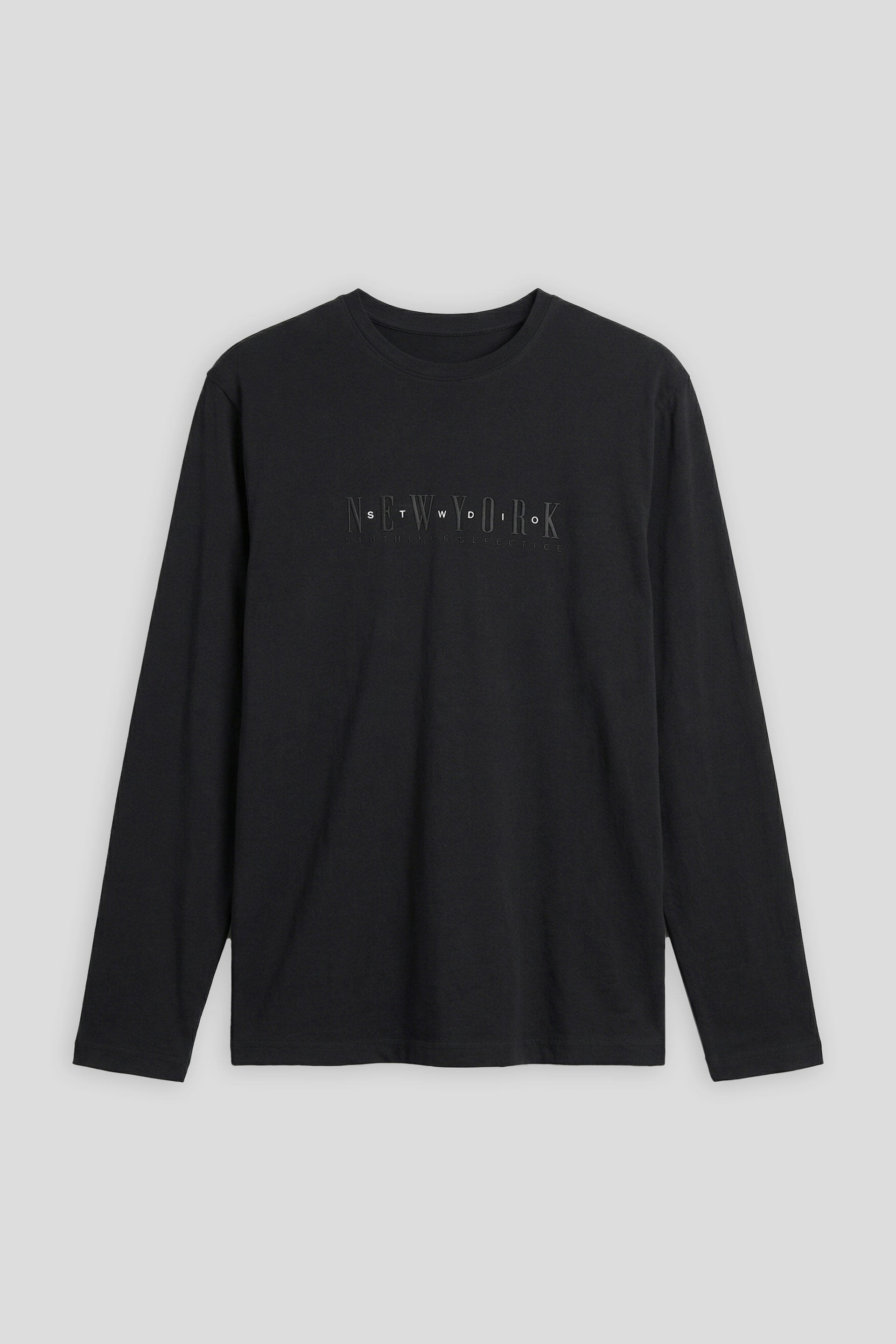 T-shirt manica lunga con stampa|Colore:Blu scuro