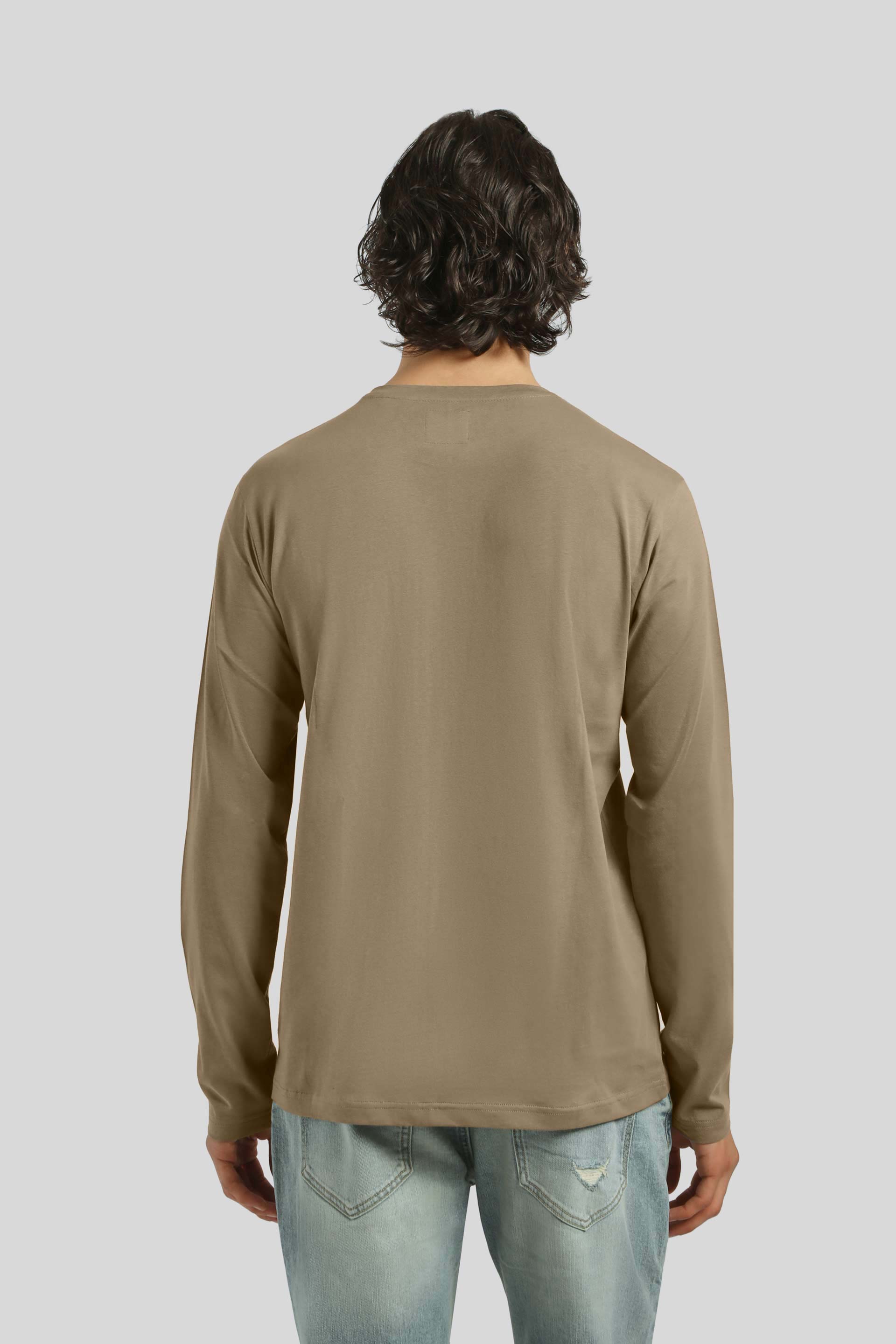 T-shirt manica lunga con stampa|Colore:Fango