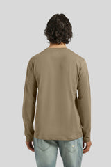 T-shirt manica lunga con stampa|Colore:Fango