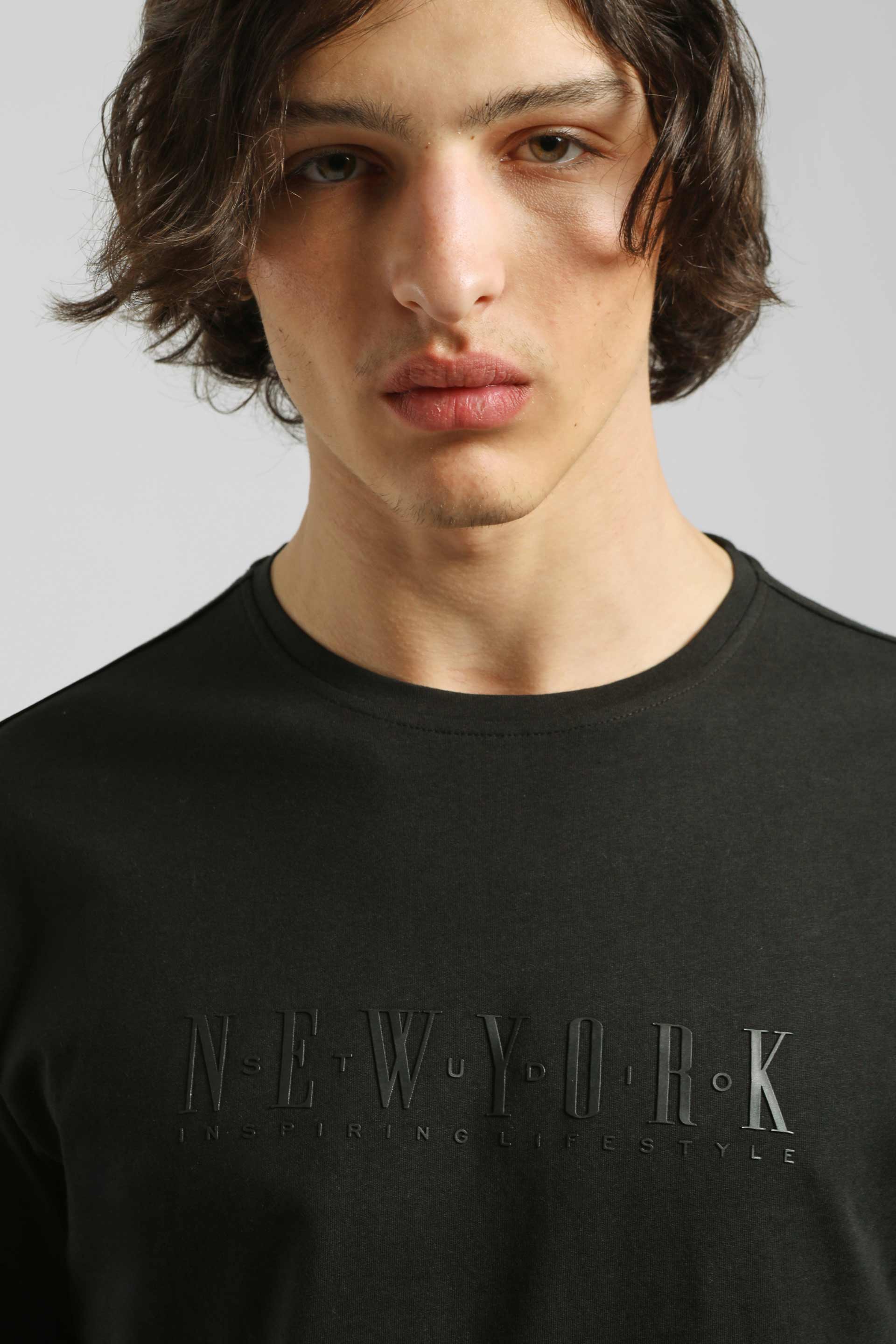 T-shirt manica lunga con stampa|Colore:Nero