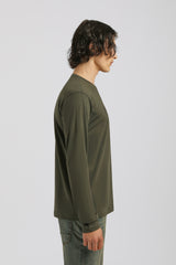 T-shirt manica lunga con stampa|Colore:Verde bosco