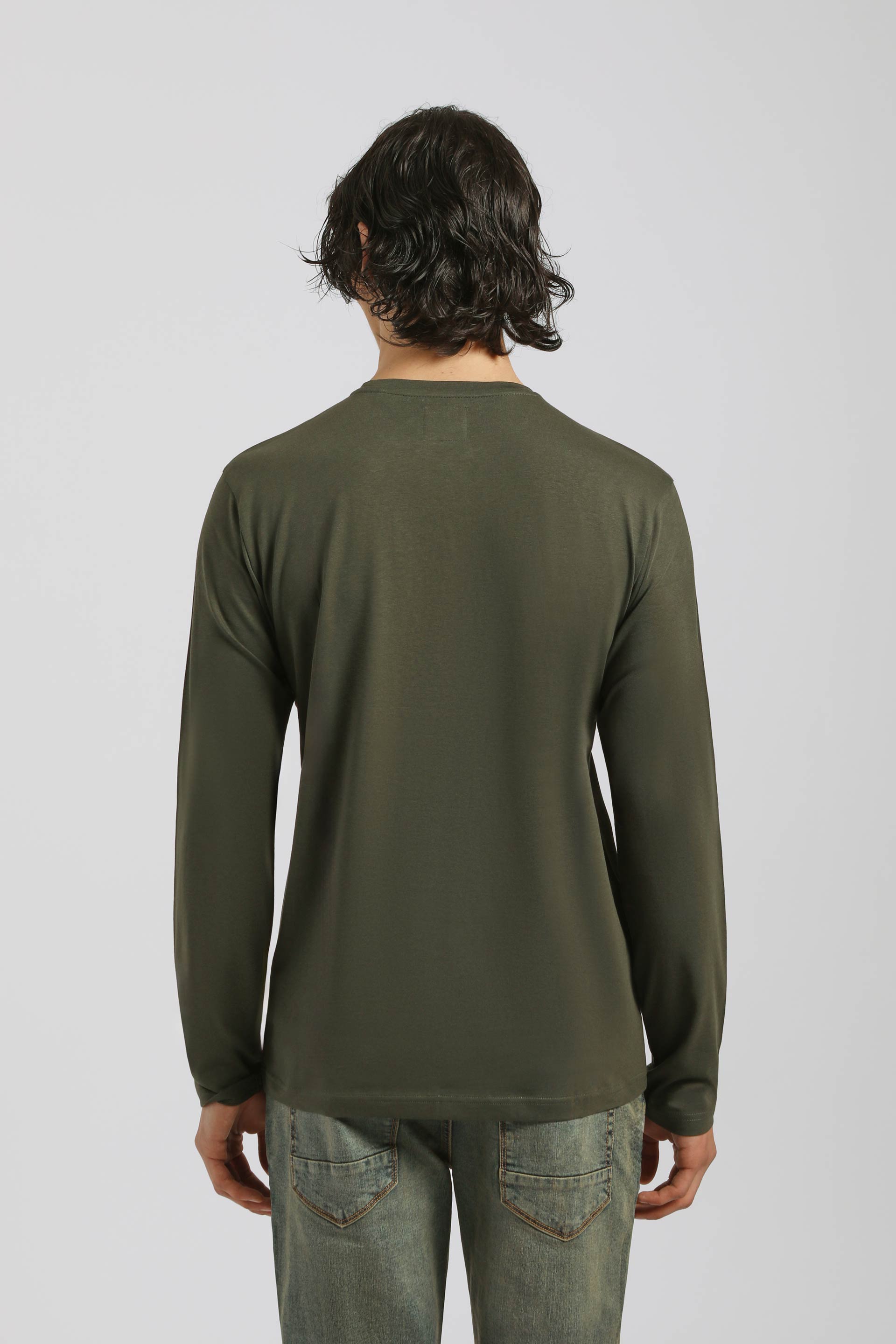 T-shirt manica lunga con stampa|Colore:Verde bosco