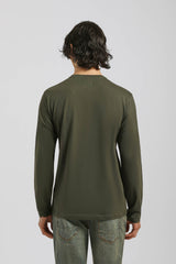 T-shirt manica lunga con stampa|Colore:Verde bosco