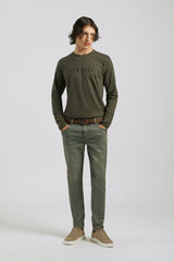 T-shirt manica lunga con stampa|Colore:Verde bosco